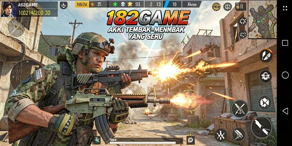 Gameplay intens di 182GAME, aksi tembak-menembak yang seru.