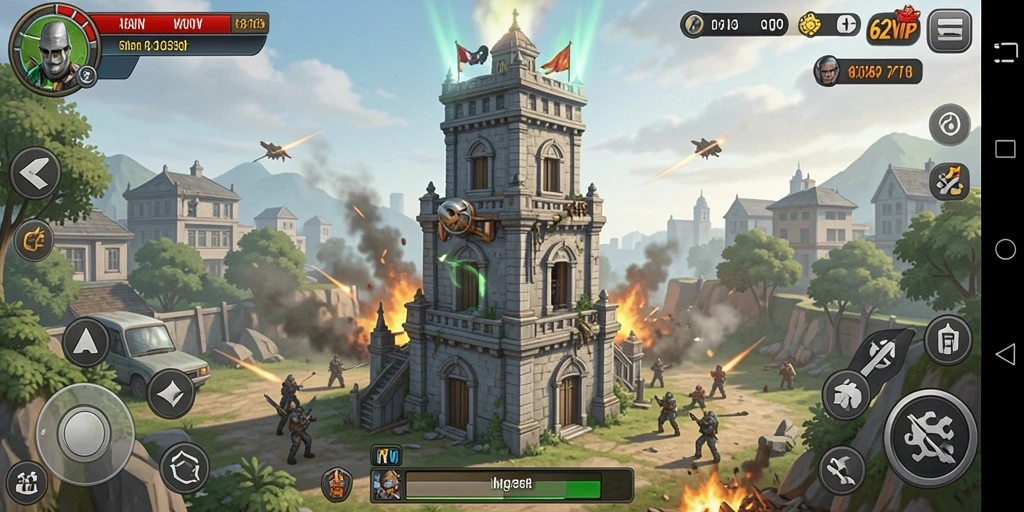 Tampilan gameplay <strong>62VIP</strong> yang mendebarkan dalam pertahanan menara.