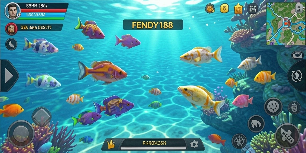 Tangkapan layar FENDY188 menampilkan aksi menembak ikan yang seru.