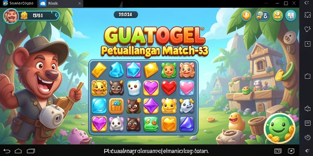 Tampilan gameplay seru GUATOGEL dengan grafis menarik dan tantangan Match-3.