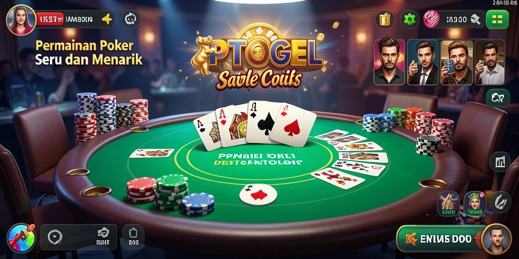 Screenshot utama PTTOGEL menunjukkan gameplay poker yang menarik.