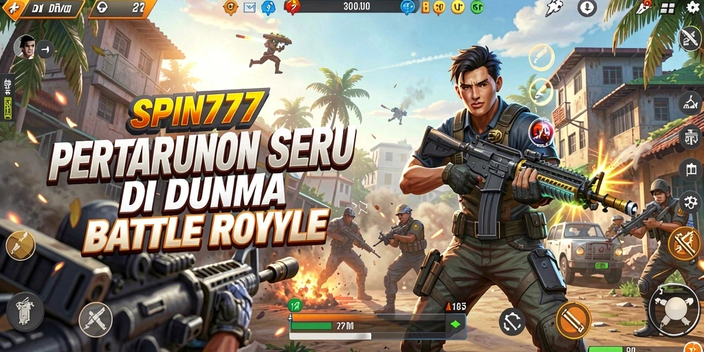 Tampilan gameplay seru di SPIN777 dalam pertempuran Battle Royale.