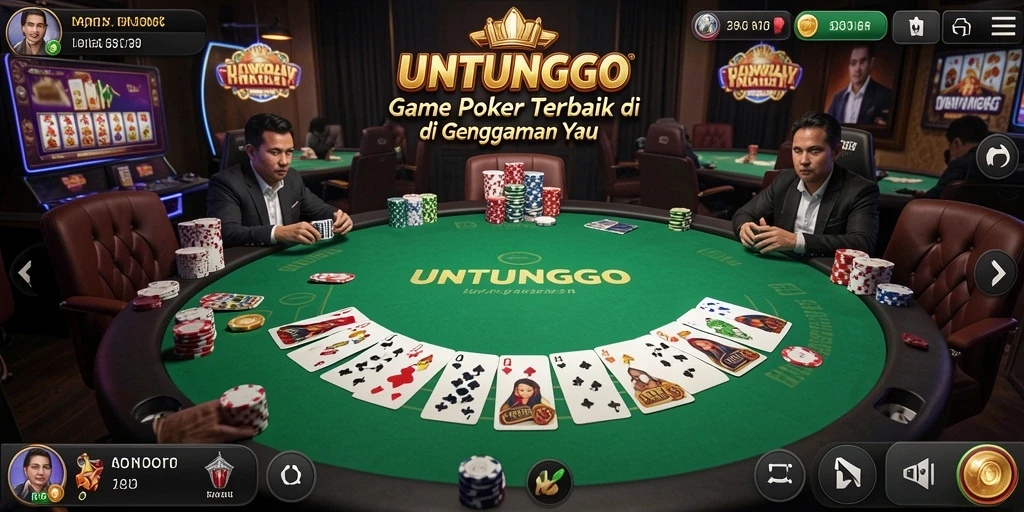 Tampilan menarik dari gameplay Poker di UNTUNGGO.
