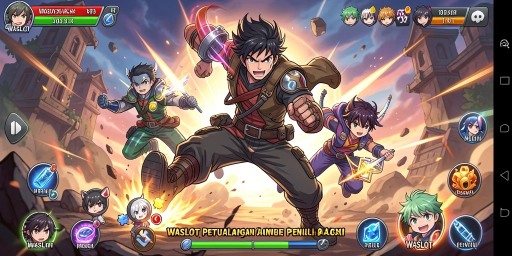 Tampilan gameplay WASLOT dengan aksi seru karakter Anime.